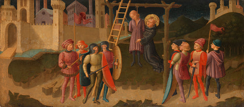 Saint Nicholas of Tolentino Saving a Hanged Man, Zanobi di Jacopo Machiavelli (attributed to), c. 1470 Canvas Print