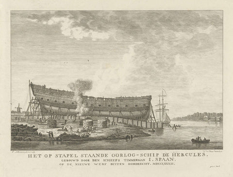 Warship Hercules is in the pipeline, 1782, Johannes Schoenmakers, 1782 Canvas Print