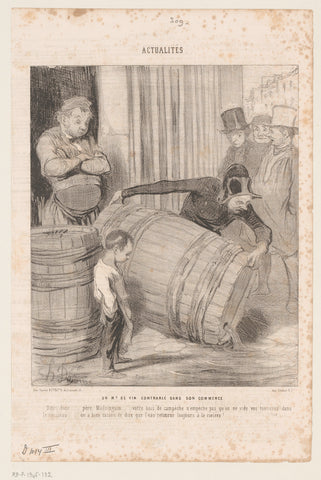 Karikatuur van een wijnhandelaar en een politieagent, Honoré Daumier, 1844 Canvas Print