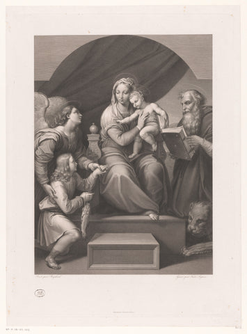 Tobias and the angel at Mary with child and Saint Hieronymus, Etienne Frédéric Lignon, 1822 Canvas Print