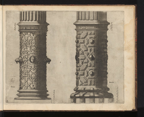 Twee 'columnae caelatae', Johannes of Lucas van Doetechum, 1565 Canvas Print