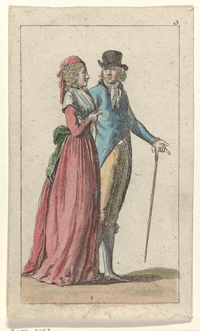 Modes Révolutionaires, 1796: Walking couple, anonymous, 1796 Canvas Print