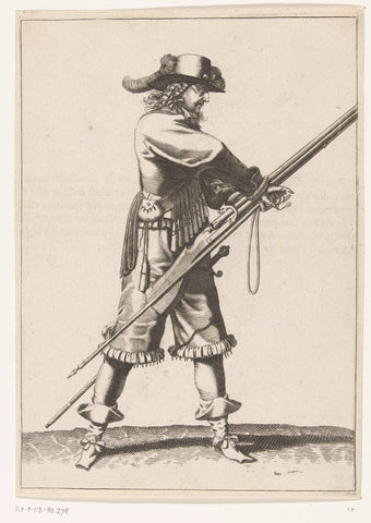 Soldaat met een musket die zijn lont overbrengt van zijn rechter- naar zijn linkerhand, ca. 1645, Petrus Rucholle, 1645 - 1647 Canvas Print
