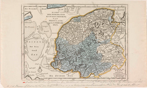 Map of the area in Friesland affected by the floods in 1825, anonymous, 1825 Canvas Print