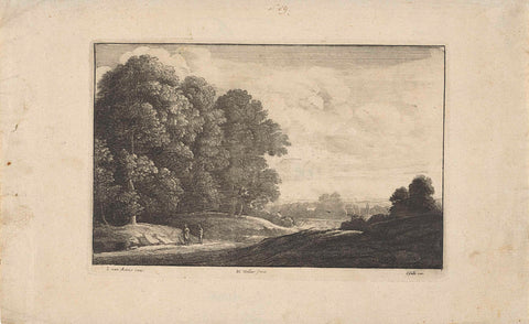 Landscape with two hikers, Wenceslaus Hollar, 1652 - 1678 Canvas Print