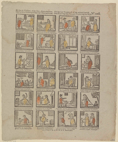 Behold Jan de Wasscher, or Jan Hen, ever dispromised, / Daar hy Griet de haan van 't huis laat wezen. / Renounounes their marriage, all their wrong bedryf. / Geen vryer follow' dien man, geen vryer follow' dat wyf, Johan Noman, 1806 - 1830 Canvas Print