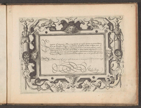 Writing example: Yvrognerie est abomination a Dieu, Jodocus Hondius (I), 1614 Canvas Print