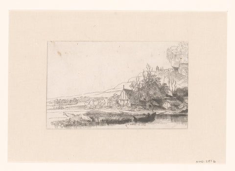 Landscape with a cow drinking, Claude Henri Watelet, Rembrandt van Rijn, 1758 Canvas Print