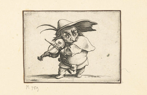 Dwarf with violin and sword, Jacques Callot, 1621 - 1625 Canvas Print