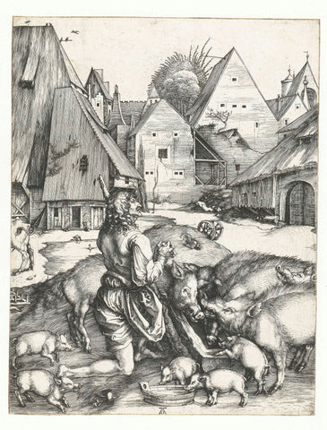 The Prodigal Son Amid the Swine, Albrecht Dürer, 1494 - 1498 Canvas Print