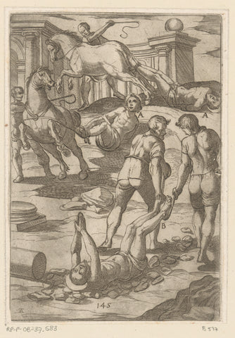 Torture: towing by horses, Antonio Tempesta, 1565 - 1630 Canvas Print