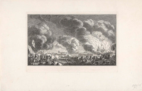 Bombardment of Bergen op Zoom, 1747, Simon Fokke, 1772 - 1780 Canvas Print