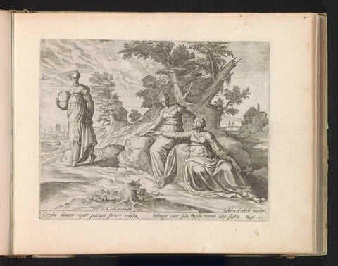 Orpa leaves Ruth and Naomi, Philips Galle, 1585 Canvas Print