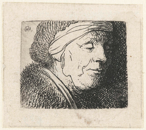 Head of an old woman, Rembrandt van Rijn, c. 1631 Canvas Print