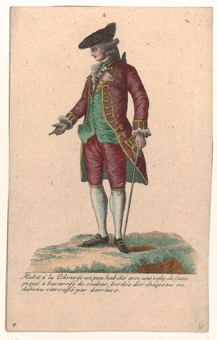 Gallerie des Modes et Costumes Français, 1785, nr. 2, nr. 4, Kopie naar T 110: Habit á la Polonois (...), Pierre Gleich (possibly), c. 1785 Canvas Print