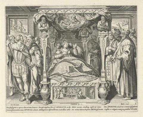 Bed with the Bride of Christ, Johann Sadeler (I), 1643 Canvas Print