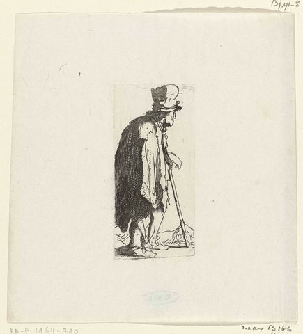 Beggar with deformed hand, leaning on a stick, William James Smith, 1824 Canvas Print