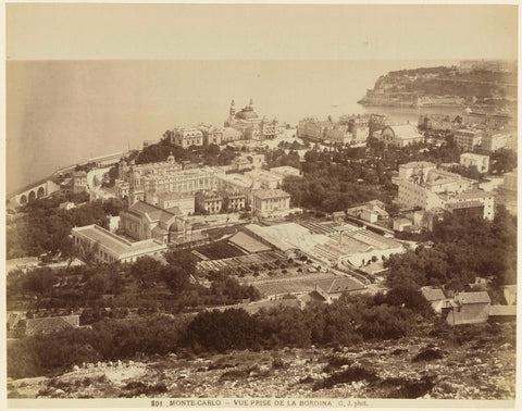 View of the city of Monte Carlo located by the sea, Henry Pauw van Wieldrecht (possibly), c. 1886 - c. 1896 Canvas Print