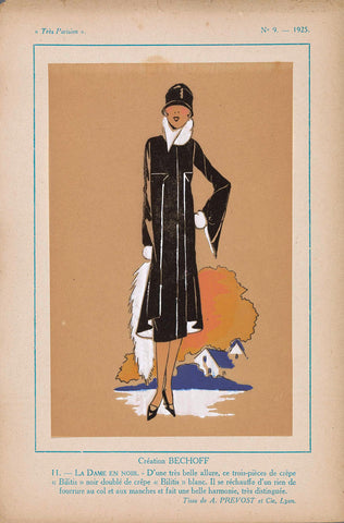 Très Parisien, 1925, No. 9, Pl. 11: Creation BECHOFF - LA DAME EN NOIR, G-P. Joumard, 1925 Canvas Print