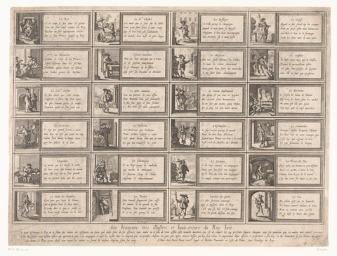 Twenty-four images of a king and his court with text, Abraham Bosse, 1629 Canvas Print