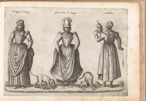 Three women from Bourges, dressed according to The French fashion of ca. 1580, Bartolomeo Grassi, in or before 1585 Canvas Print