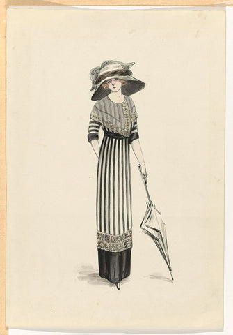 Woman in black and white striped dress, anonymous, c. 1914 Canvas Print