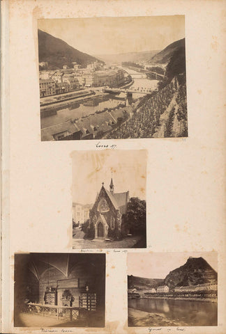 View of houses along the banks of the Lahn in Bad Ems with behind it a mountain, anonymous, c. 1870 - c. 1880 Canvas Print