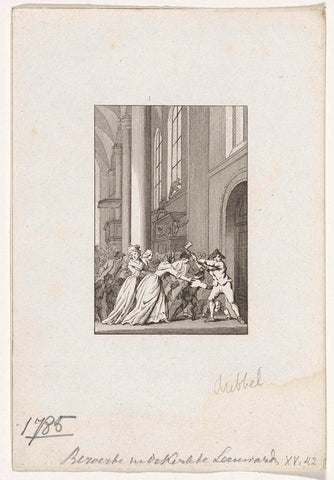 Paniek in de Grote Kerk te Leeuwarden, 26 januari 1785, Reinier Vinkeles (I), 1783 - 1795 Canvas Print