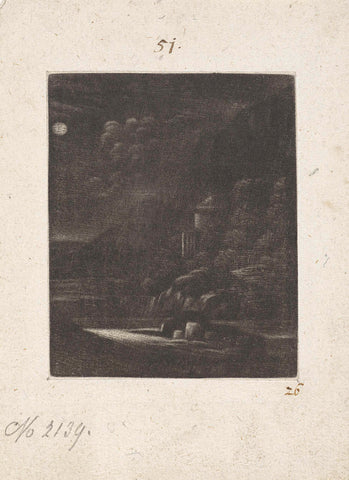 Landscape at night with full moon, Wallerant Vaillant, 1658 - 1677 Canvas Print