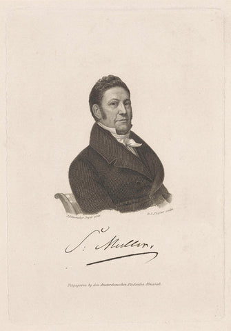 Portrait of professor Samuel Muller, Dirk Jurriaan Sluyter, in or before 1845 Canvas Print