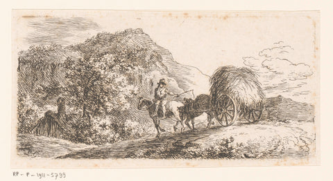 Mountain landscape with a hay wagon, Sauveur Legros, 1764 - 1834 Canvas Print