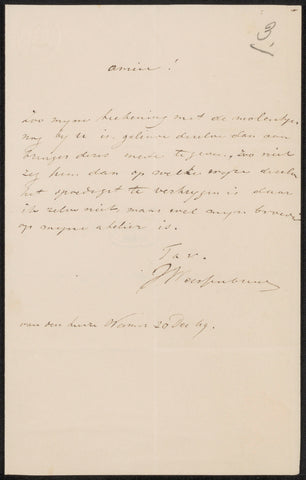 Letter to Lambertus Hardenberg (1822-1900), Jan Weissenbruch, 1849 Canvas Print