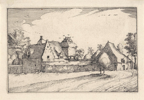 Walled farmhouse, Claes Jansz. Visscher (II), 1620 Canvas Print