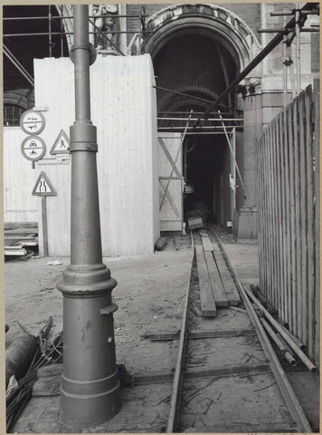 Building materials at the closed entrance to the Passage, c. 1964 Canvas Print