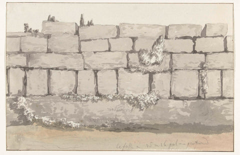 Exterior of the outer wall of the ancient temple in the ancient city of Manduria, Louis Ducros, 1778 Canvas Print