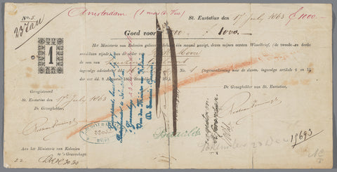 Bill of exchange for R.H. Moore, slaveholder on St Eustatius, anonymous, 1863 Canvas Print