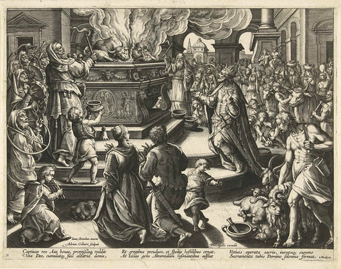 Sacrifice of King Asa, Adriaen Collaert, 1587- 1591 Canvas Print