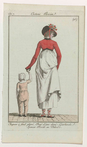 Journal des Dames et des Modes, Costume Parisien, 15 March 1799, Year 7 (95) : Chapeau à fond plessé (...), anonymous, 1799 Canvas Print