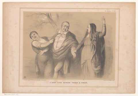 Cartoon featuring Premier Peel between tragedy and comedy, John Doyle, 1845 Canvas Print