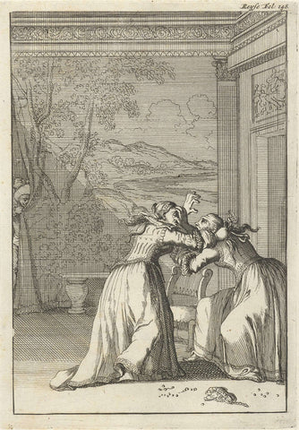 Fistfight between Donna Inez and Donna Isabella, Caspar Luyken, 1696 Canvas Print