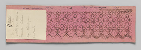 Pattern for a strip of bobbin lace Cluny d'Auvergne, anonymous, 1870 Canvas Print