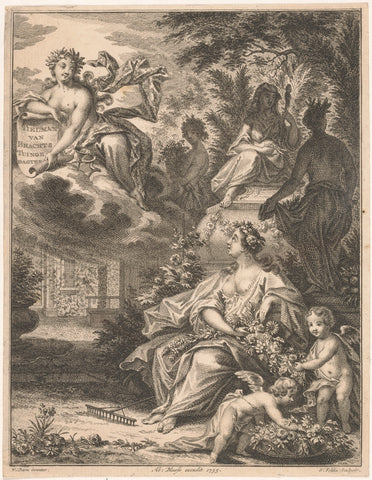 Flora in a garden, Simon Fokke, 1755 Canvas Print