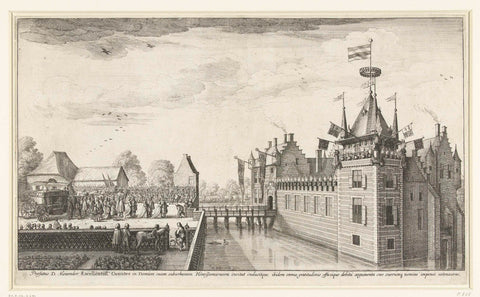 De graaf en gravin von Thurn und Taxis brengen een bezoek aan het kasteel van Alexander Roelants te Hemiksem, 1650, Wenceslaus Hollar, 1650 Canvas Print