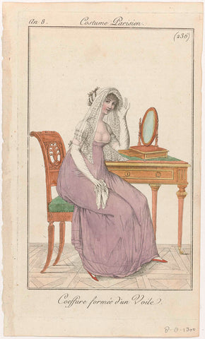 Journal des Dames et des Modes, Costume Parisien, 8 August 1800, Year 8, (236) : Coeffure formé (...), anonymous, 1800 Canvas Print