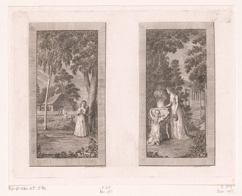 Two performances from the educational work of Luise von Krockow, Daniel Nikolaus Chodowiecki, 1797 Canvas Print