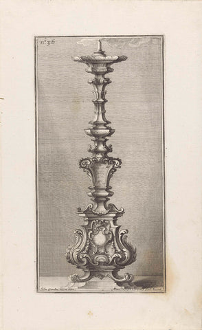 Candlestick with burning candle, Maximilian Joseph Limpach, 1714 Canvas Print