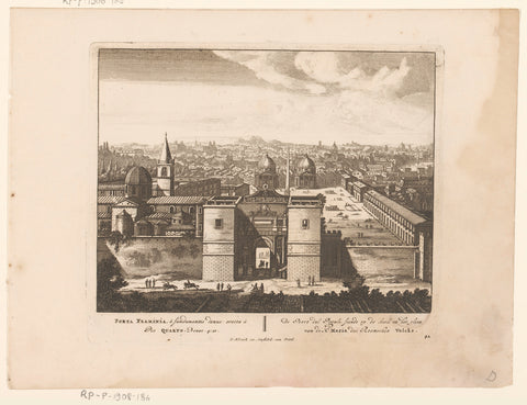 View of the Porta del Popolo, in Rome, anonymous, Pieter Schenk (I), 1705 Canvas Print