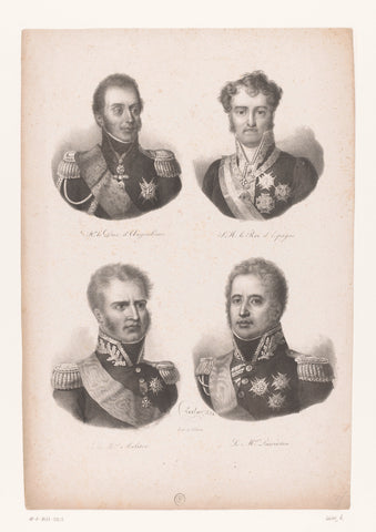 Portraits of four high French army leaders, Auguste Toussaint Lecler, 1823 Canvas Print