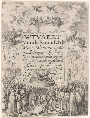 Title print for the pamphlet Wtvaert vande Roomsche Transubstantiatie, 1612, anonymous, 1612 Canvas Print