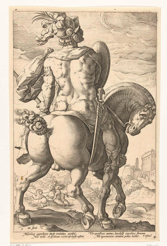 Titus Manlius te paard, Hendrick Goltzius, 1586 Canvas Print